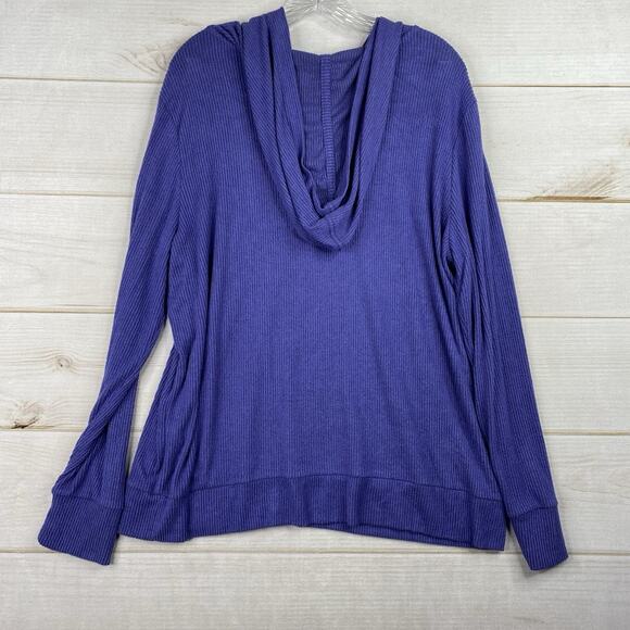 Market & Spruce Hoodie XXL Purple Knit Stretch Hooded Long Sleeve Ribbed Sweater - Picture 6 of 8